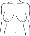 Bell shaped breast illustration showing narrower top and fuller bottom requiring extra support with recommended full-coverage bras