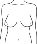Teardrop shaped breast illustration showing fuller bottom and narrower top with recommended bra styles for teardrop shape