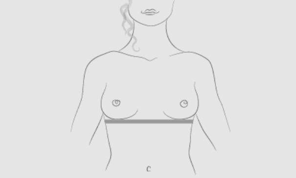 How to measure underbust band size for bra fitting - wrapping measuring tape around ribcage just below the bust