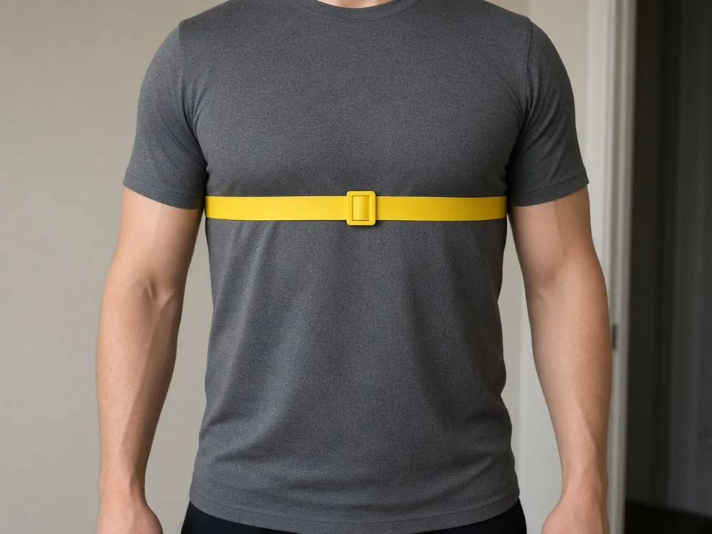 How to measure chest for HOKA clothing size with a level tape around the fullest point