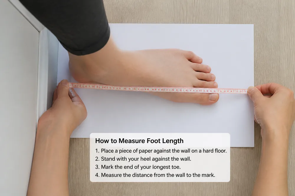 How to measure foot length for a universal shoe size chart