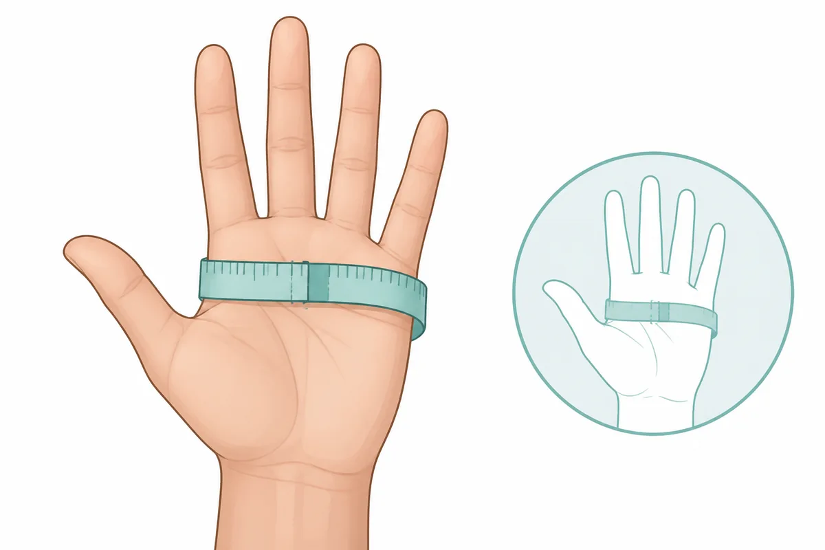 Soft tape around knuckles for glove size chart hand circumference
