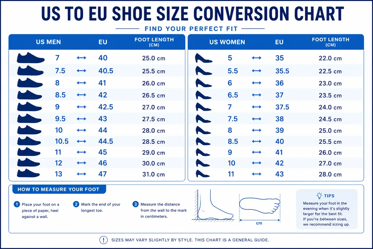 International shoe size conversion chart for converse shoppers