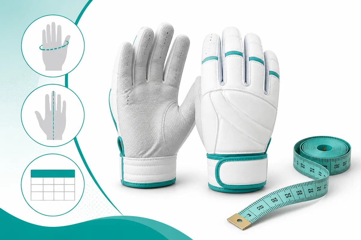 Batting glove size chart by hand circumference