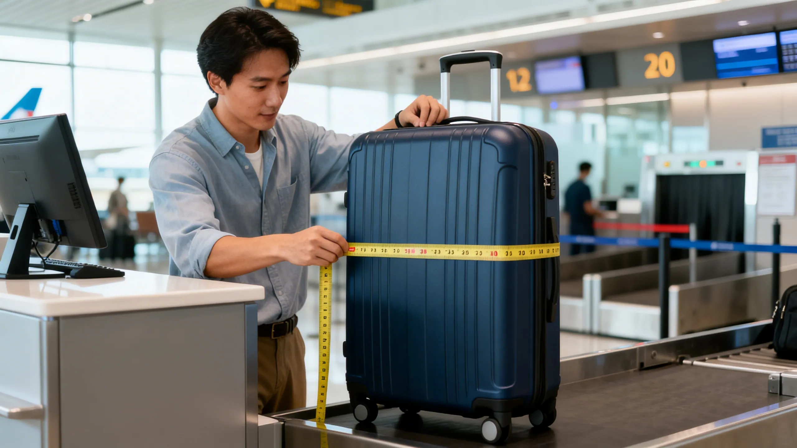 American Airlines carry-on luggage size check visual